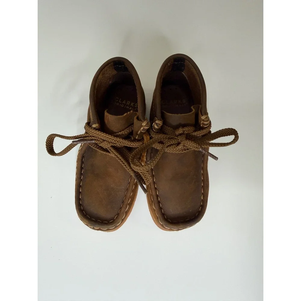 Clarks Originals Wallabee Kids 7.5C Brown Leather Unisex Moccasin Crepe Sole